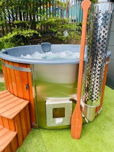 Wood Fired Hot Tub running